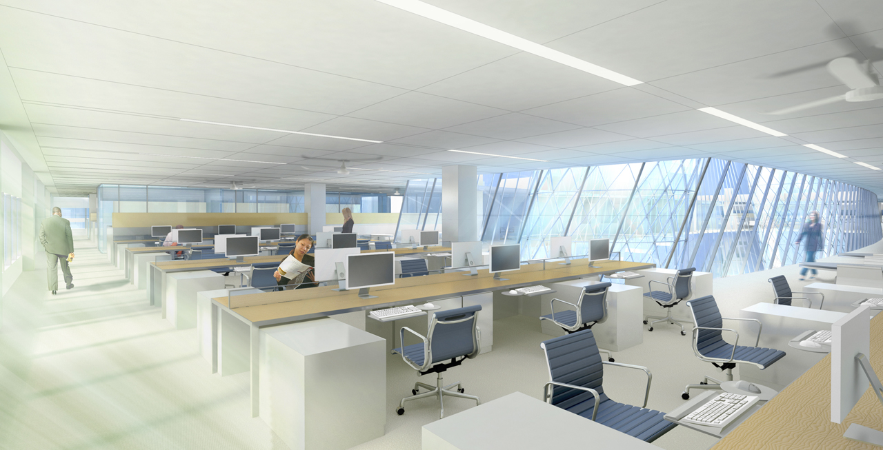 Interior rendering of the Process Zero Concept Building by HOK