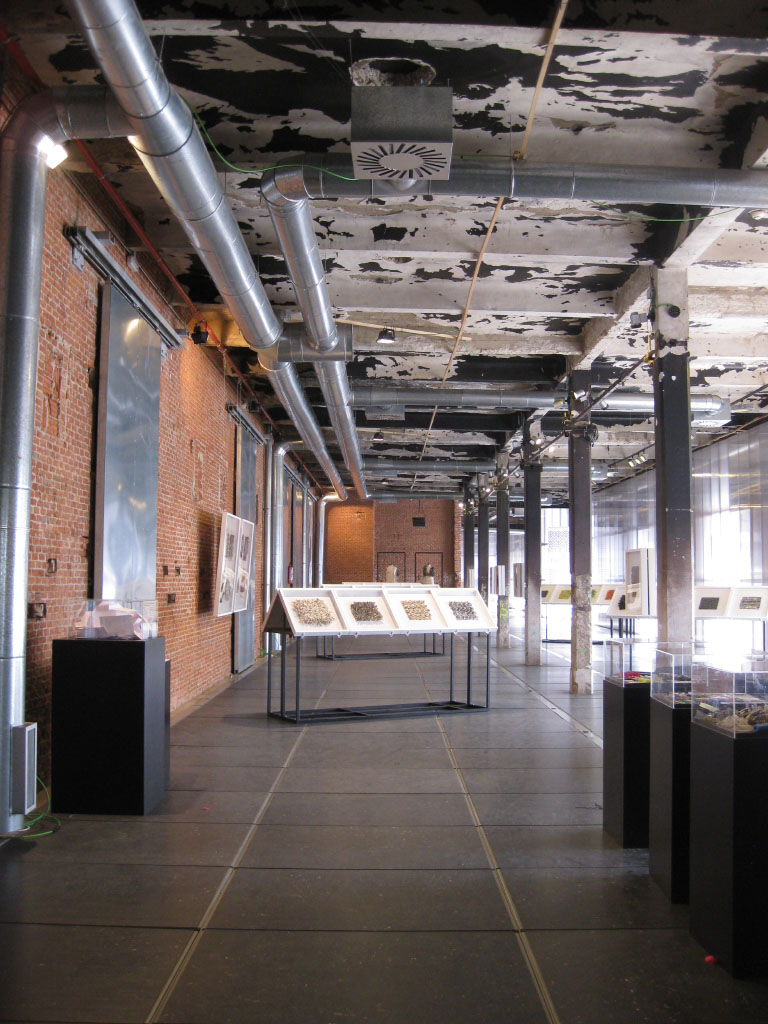 Interior of the renovated Matadero cultural center in Madrid, Spain