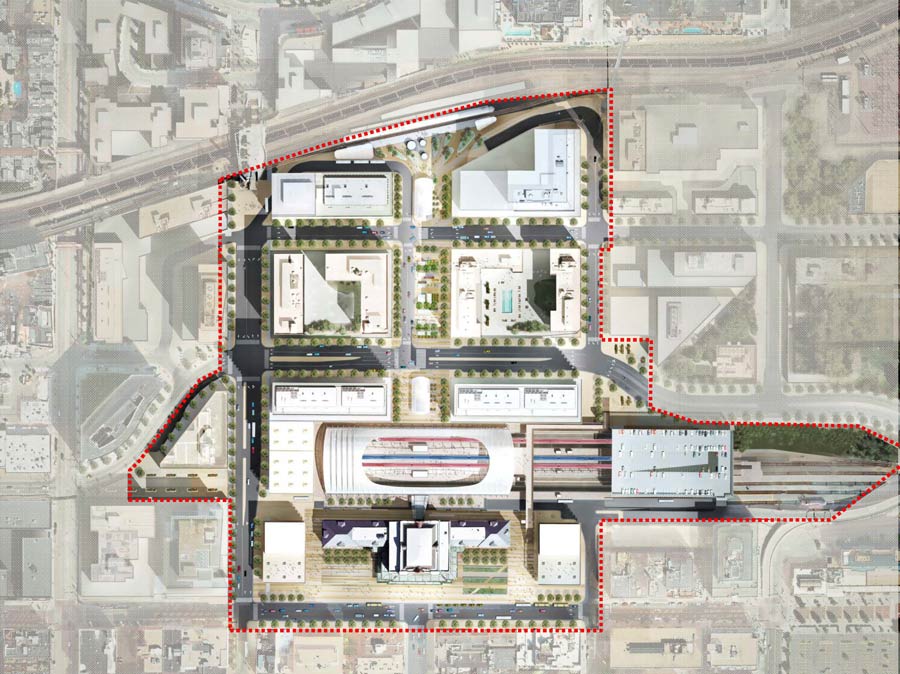 Rendering of the site layout for Denver’s Union Station redevelopment