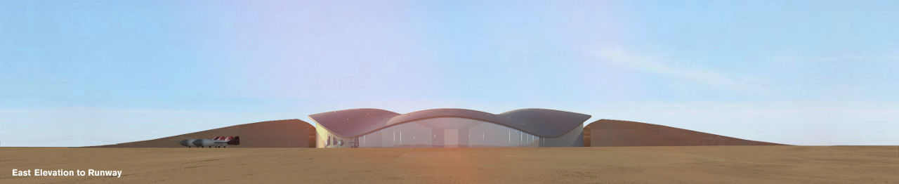 Spaceport America | Credit: Foster + Partners Rendering of Virgin Galactic’s Terminal and Hangar Facility at Spaceport America in New Mexico by Foster + Partners