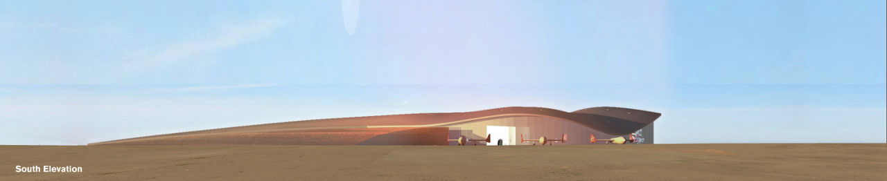 Spaceport America | Credit: Foster + Partners Rendering of Virgin Galactic’s Terminal and Hangar Facility at Spaceport America in New Mexico by Foster + Partners