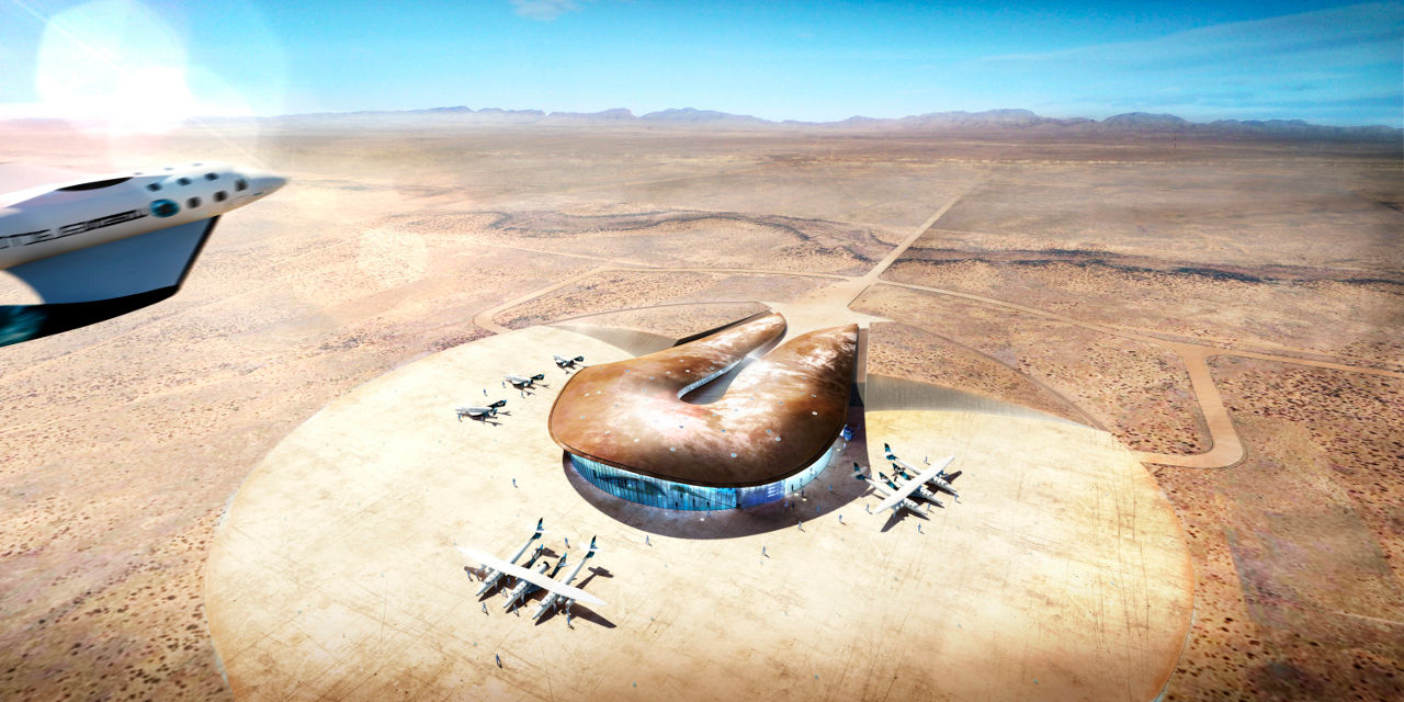 Spaceport America | Credit: Foster + Partners Aerial rendering of Virgin Galactic’s Terminal and Hangar Facility at Spaceport America in New Mexico by Foster + Partners