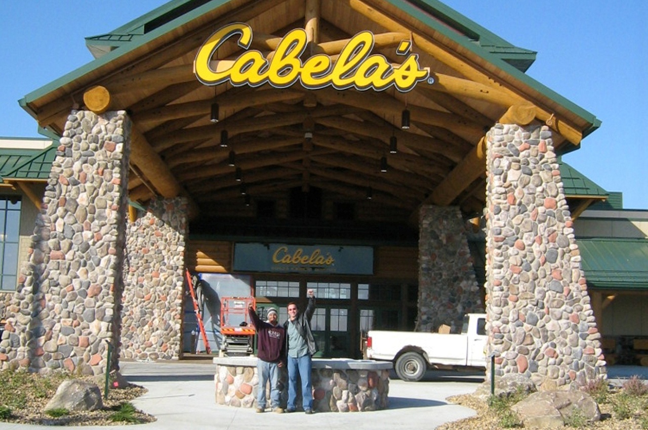 manufactured stone on a Cabela's store front